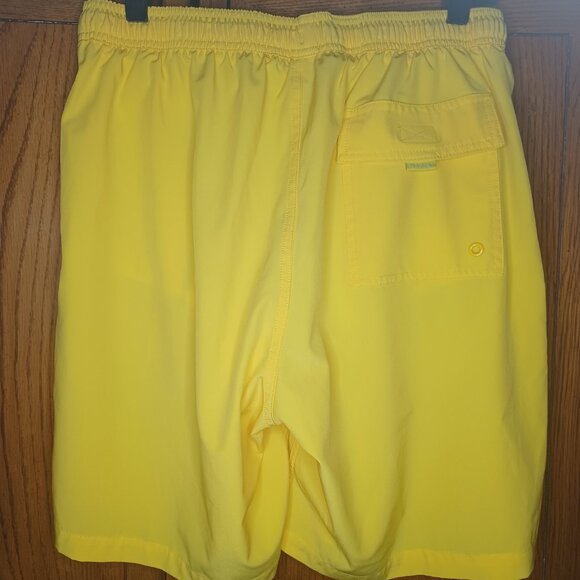 Calvin Klein Yellow Swim Trunks with Vertical Logo – Size Large - Picture 3 of 4